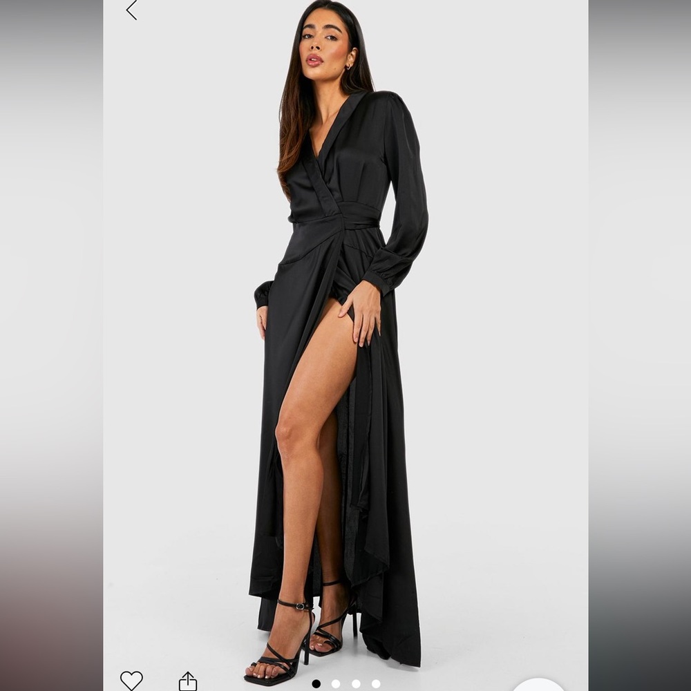 BOOHOO BLACK WRAP DRESS